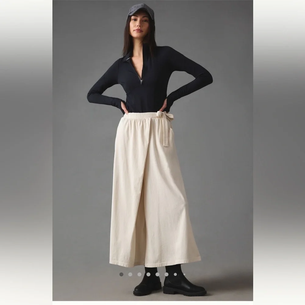 Anthropologie Cream Women's Pants casual pull on cross over
